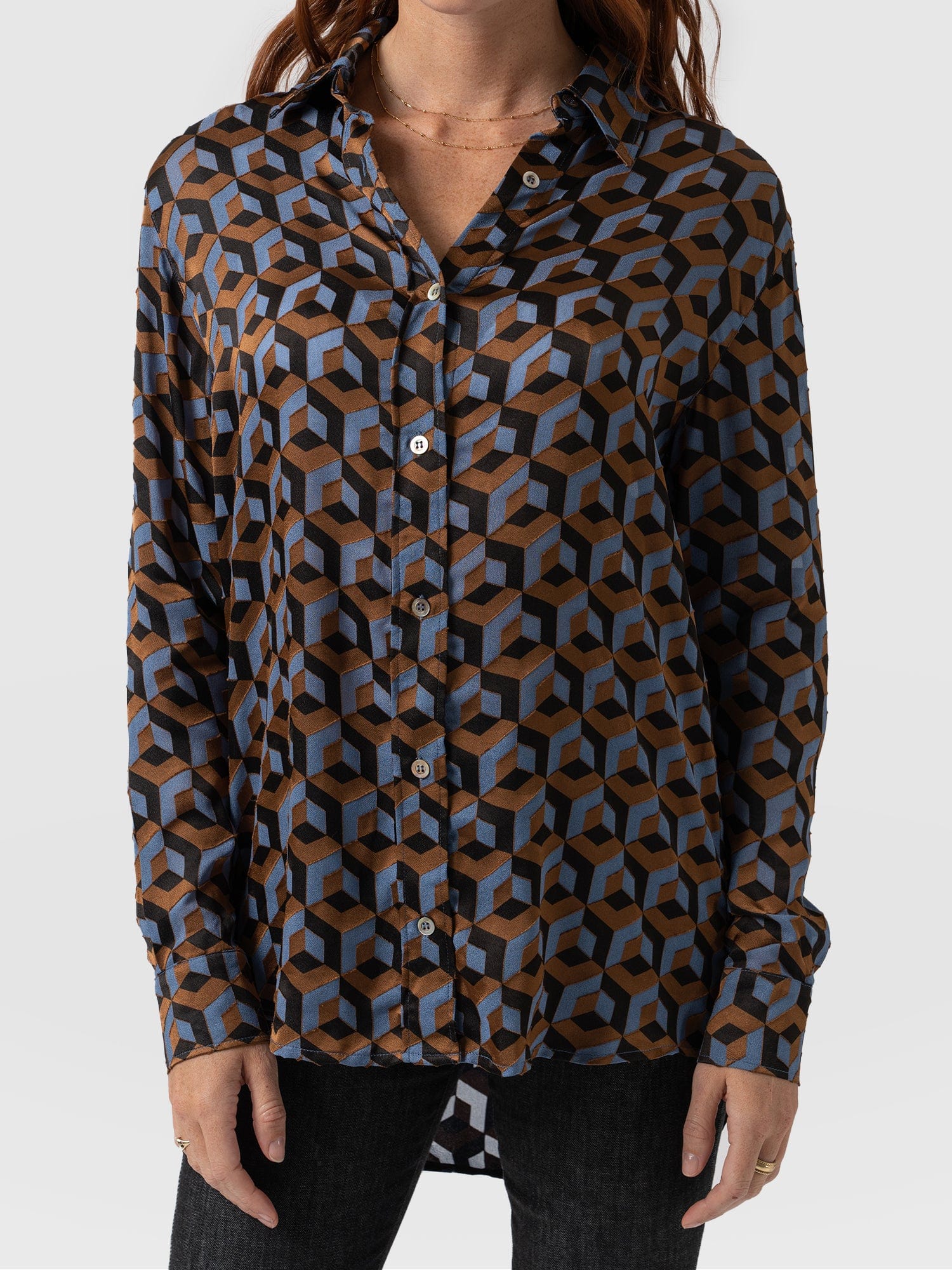 Boyfriend Shirt Geo Print - Women's Shirts | Saint + Sofia® EU